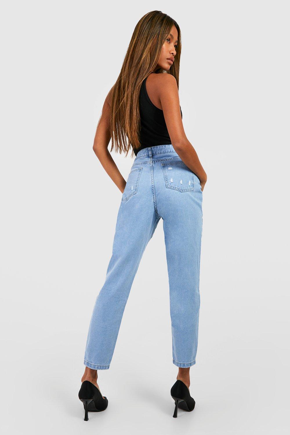 Jean mom discount slim taille haute